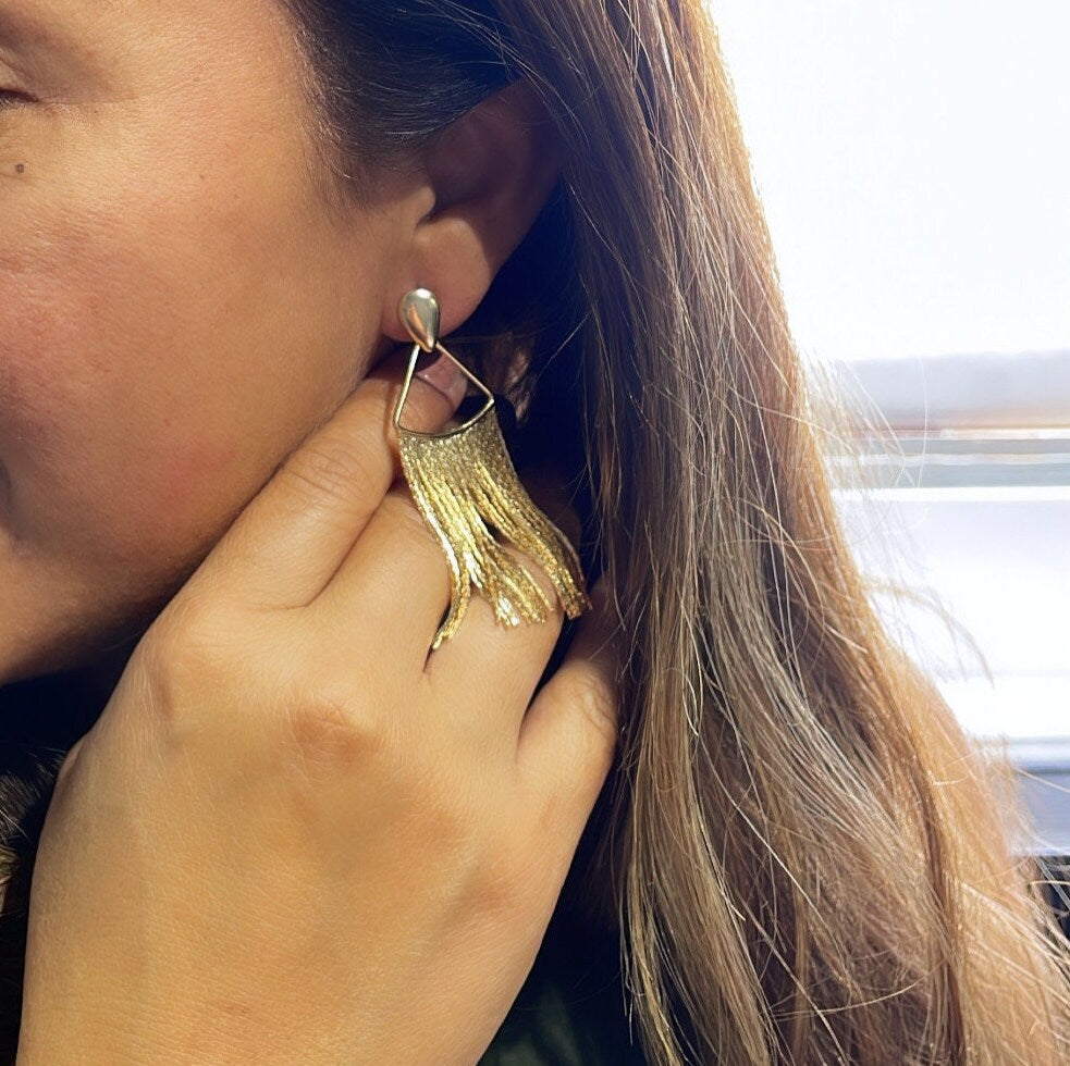 18k Gold Filled Triangle Shaped Chandelier Earrings