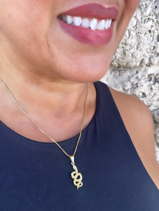 18k Gold Filled Small Snake Charm Pendant for Chains