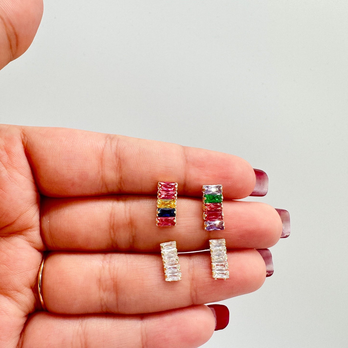 18k Gold Filled Baguette Earrings In 2 Different Styles