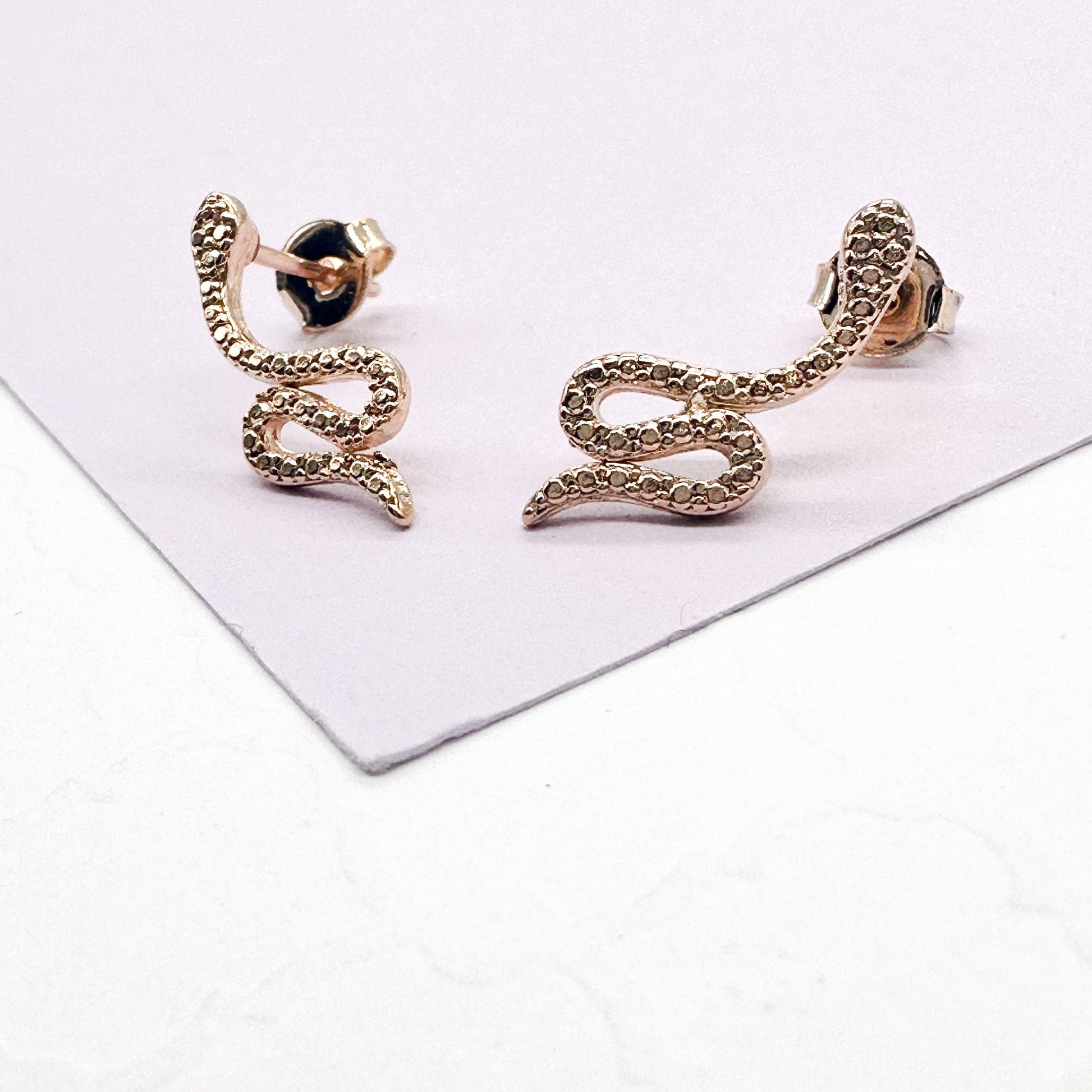 18k Gold Filled Plain Snake Stud Earring