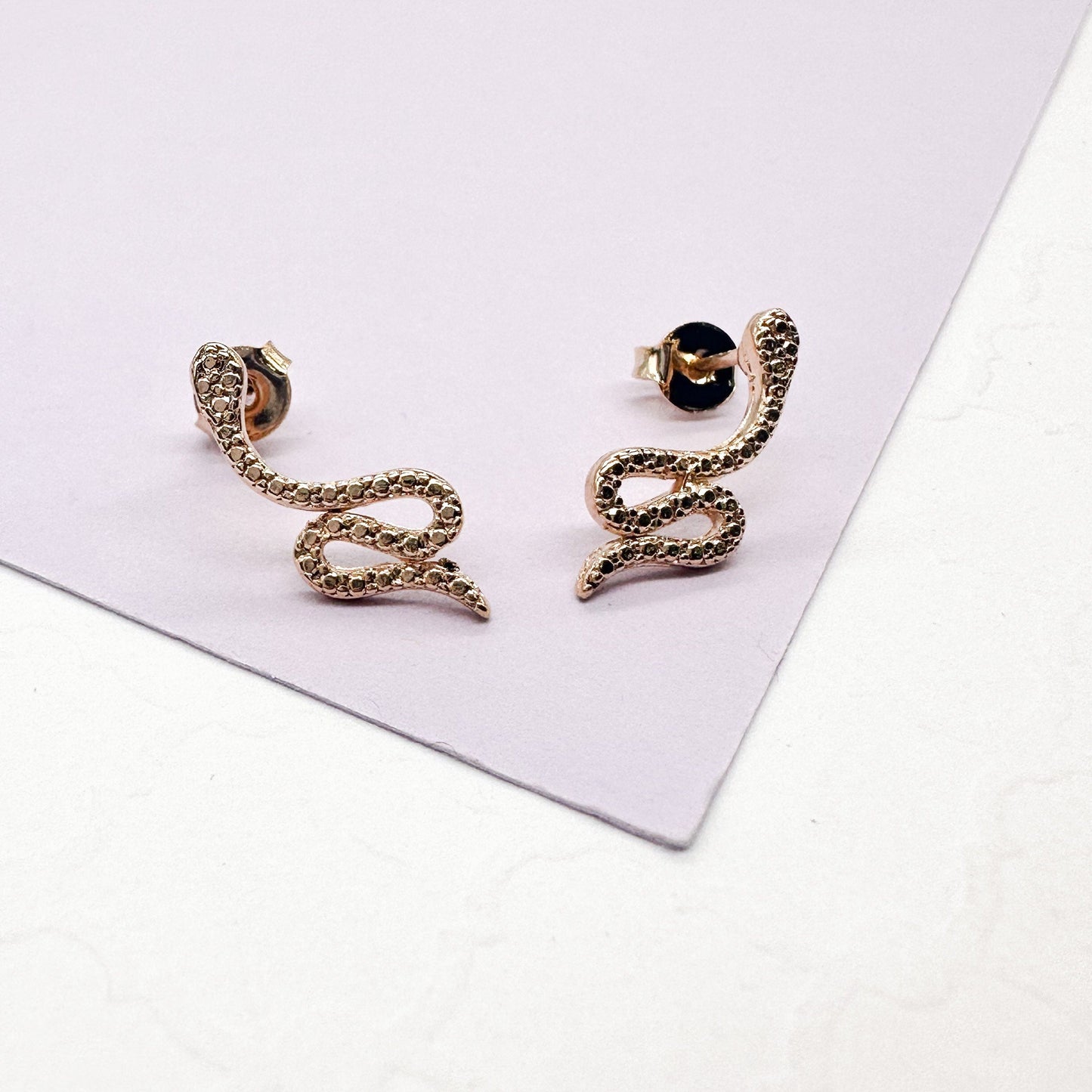 18k Gold Filled Plain Snake Stud Earring