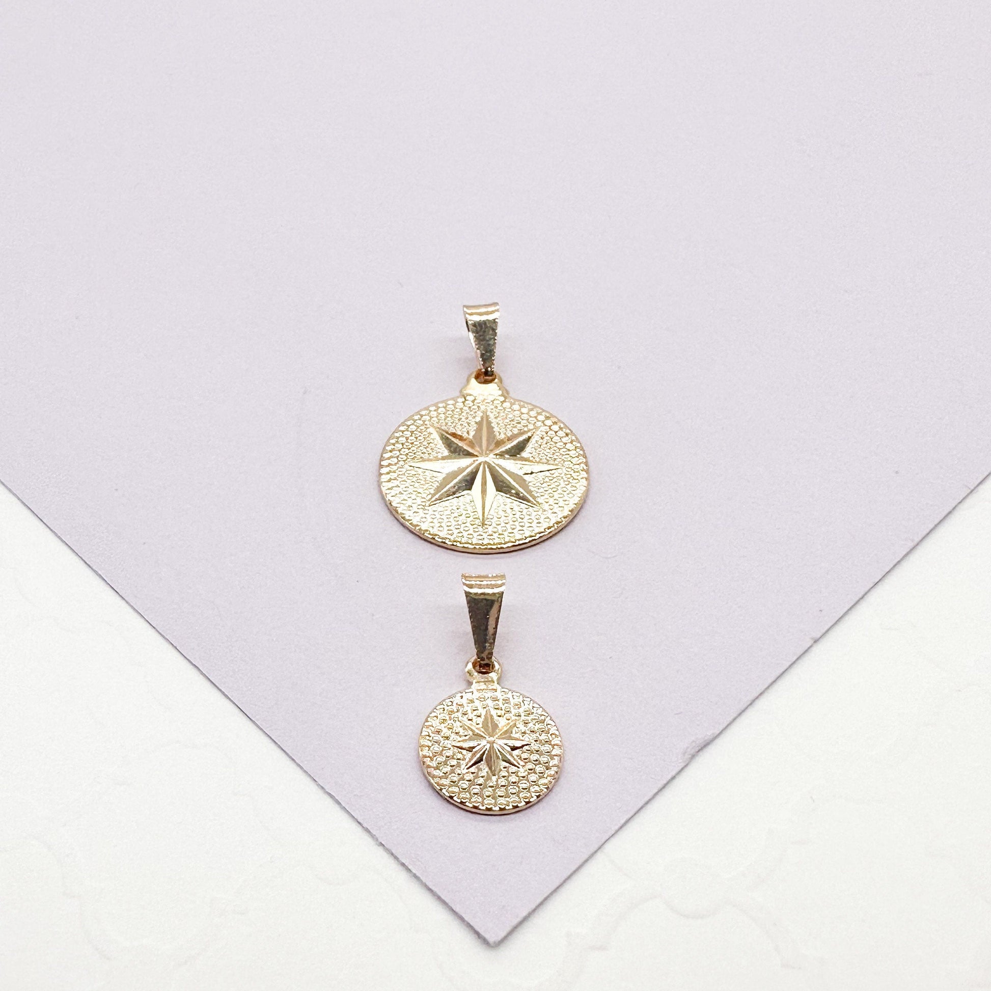 18k Gold Filled Northern Star Medal Pendant