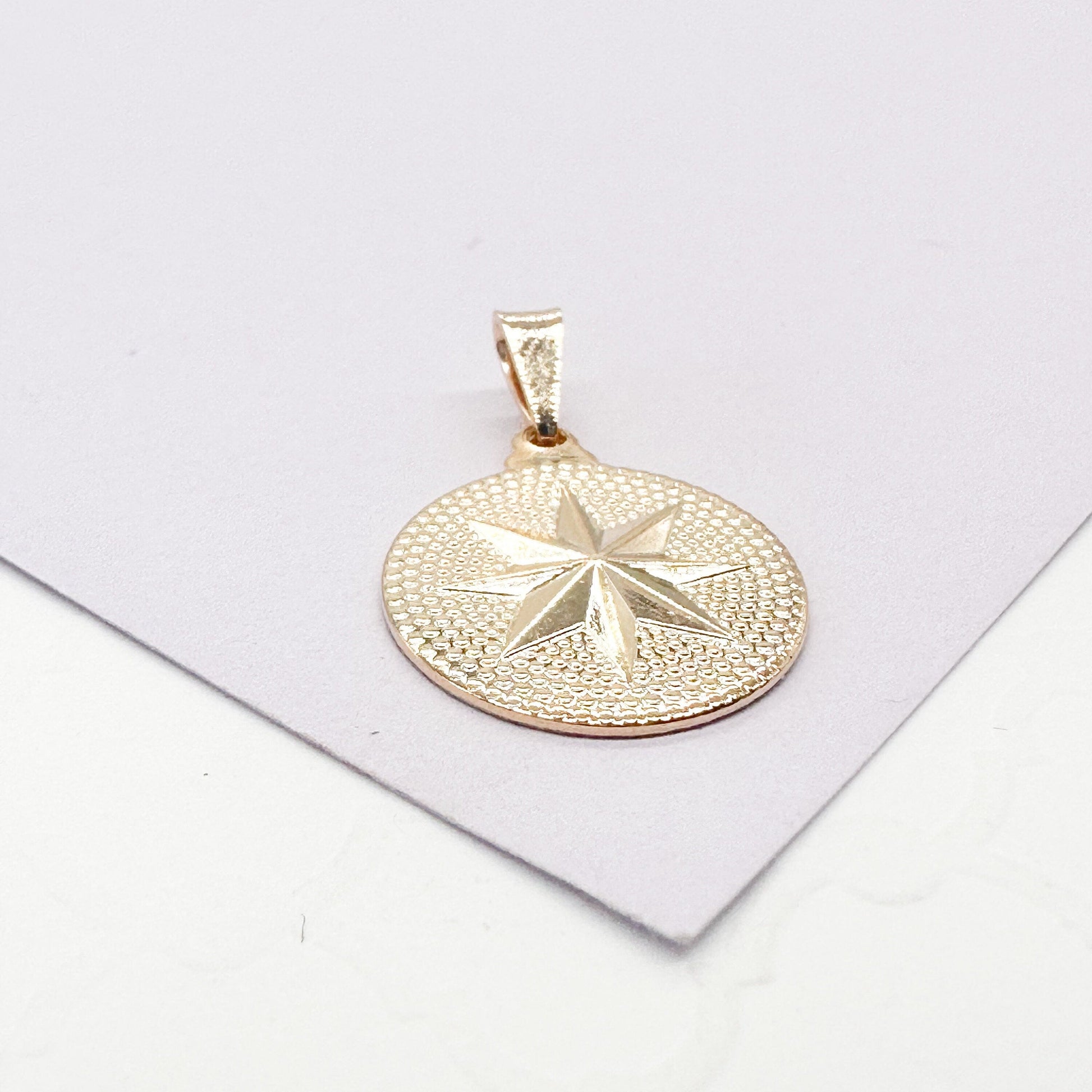 18k Gold Filled Northern Star Medal Pendant