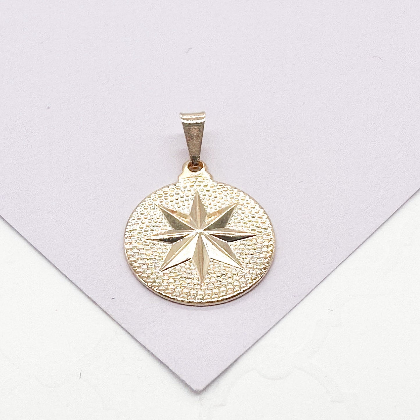 18k Gold Filled Northern Star Medal Pendant