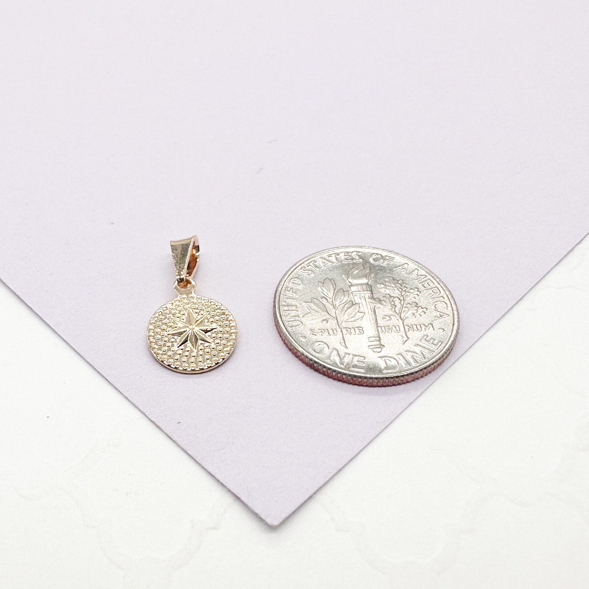 18k Gold Filled Northern Star Medal Pendant