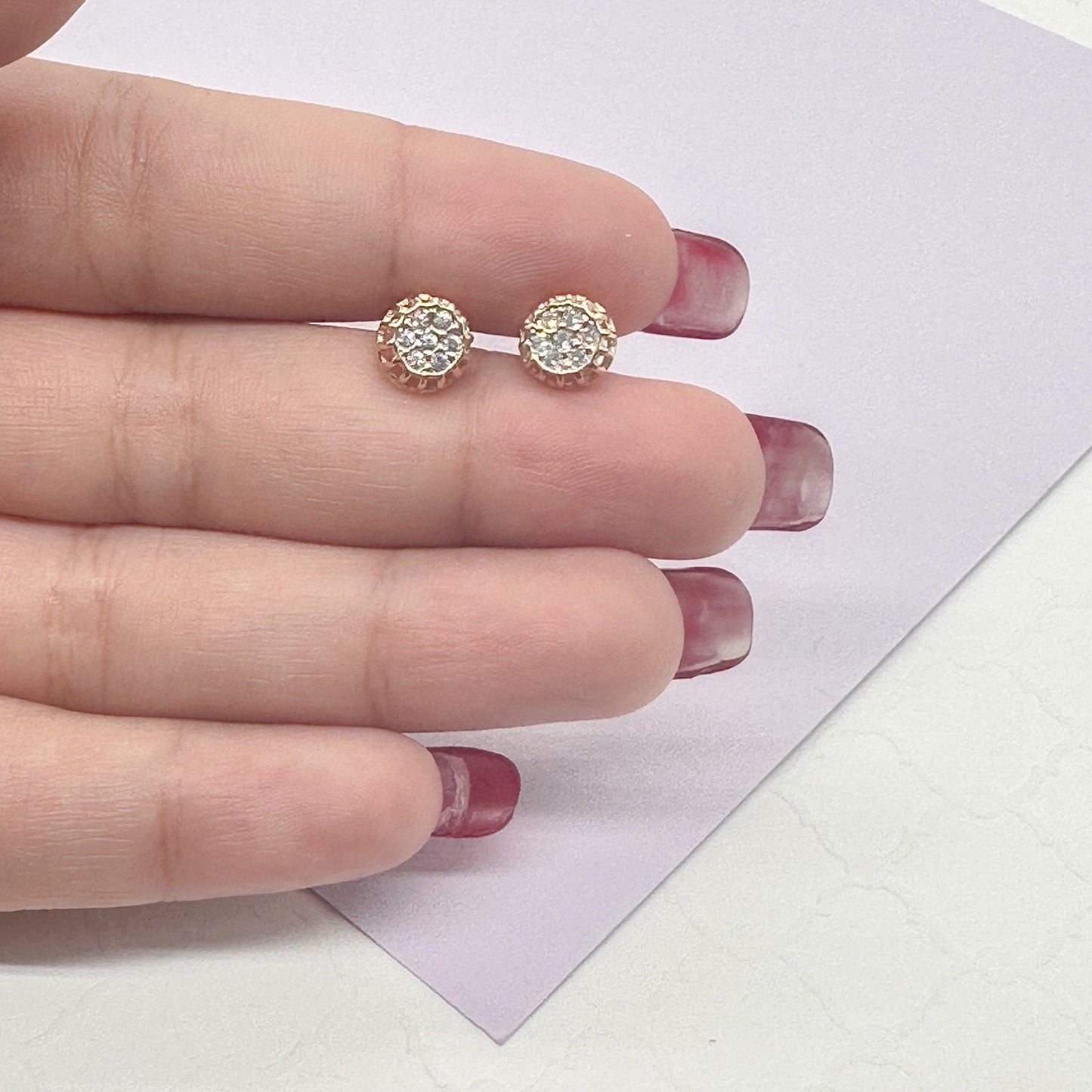 18k Gold Filled Circle Pave Earrings