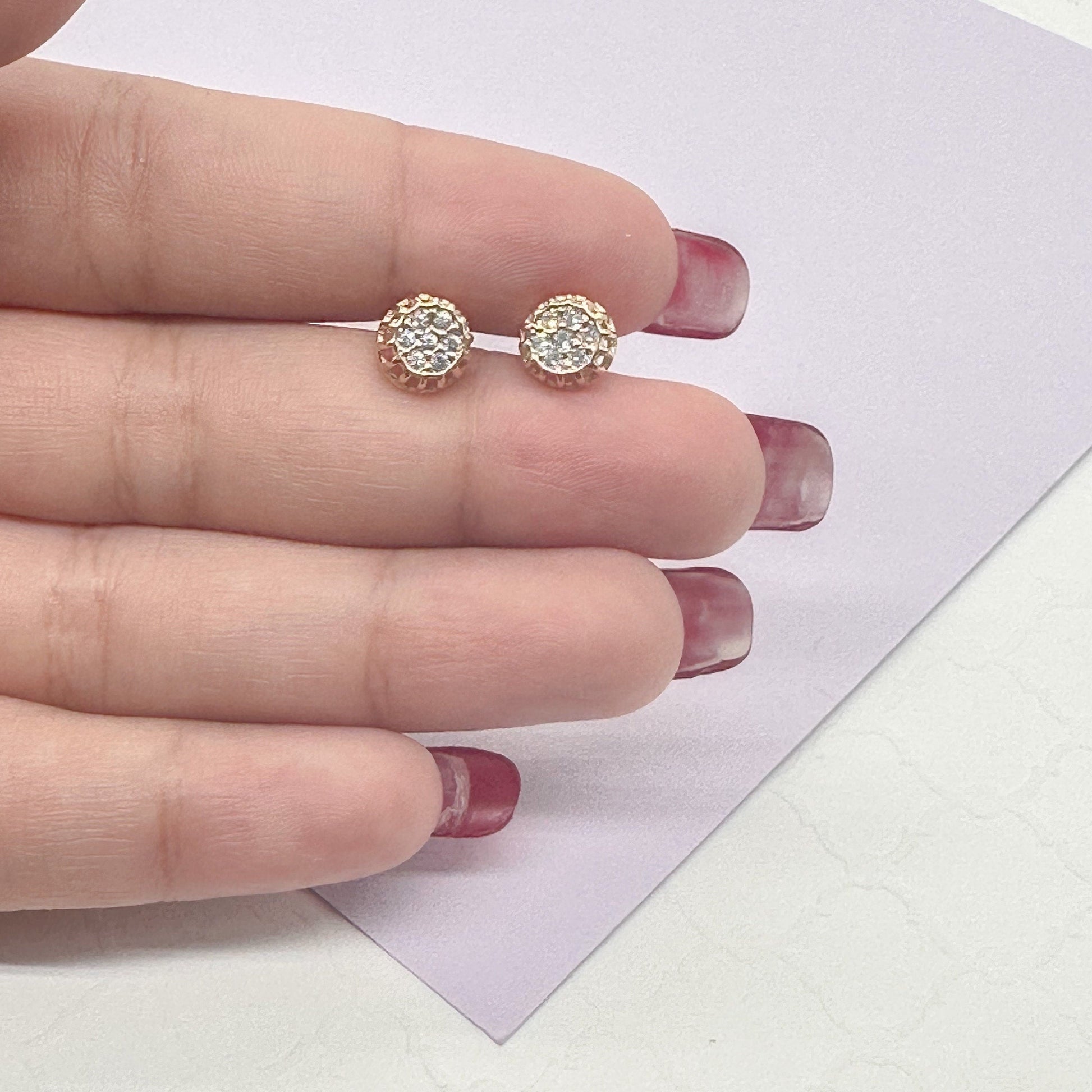 18k Gold Filled Circle Pave Earrings