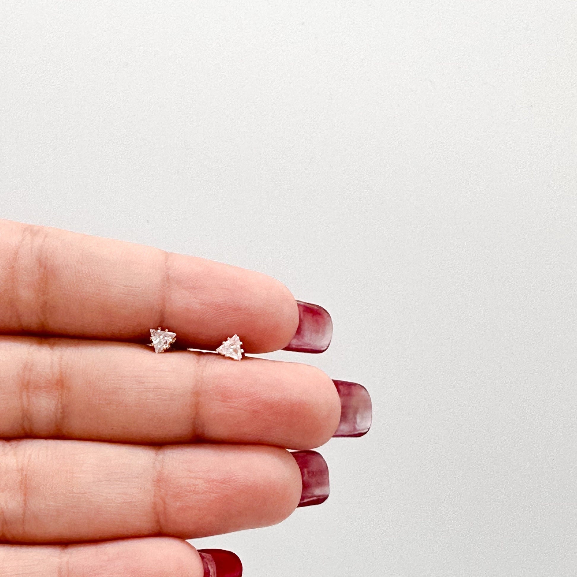 18k Gold Filled Triangle Zirconia Stud Earrings