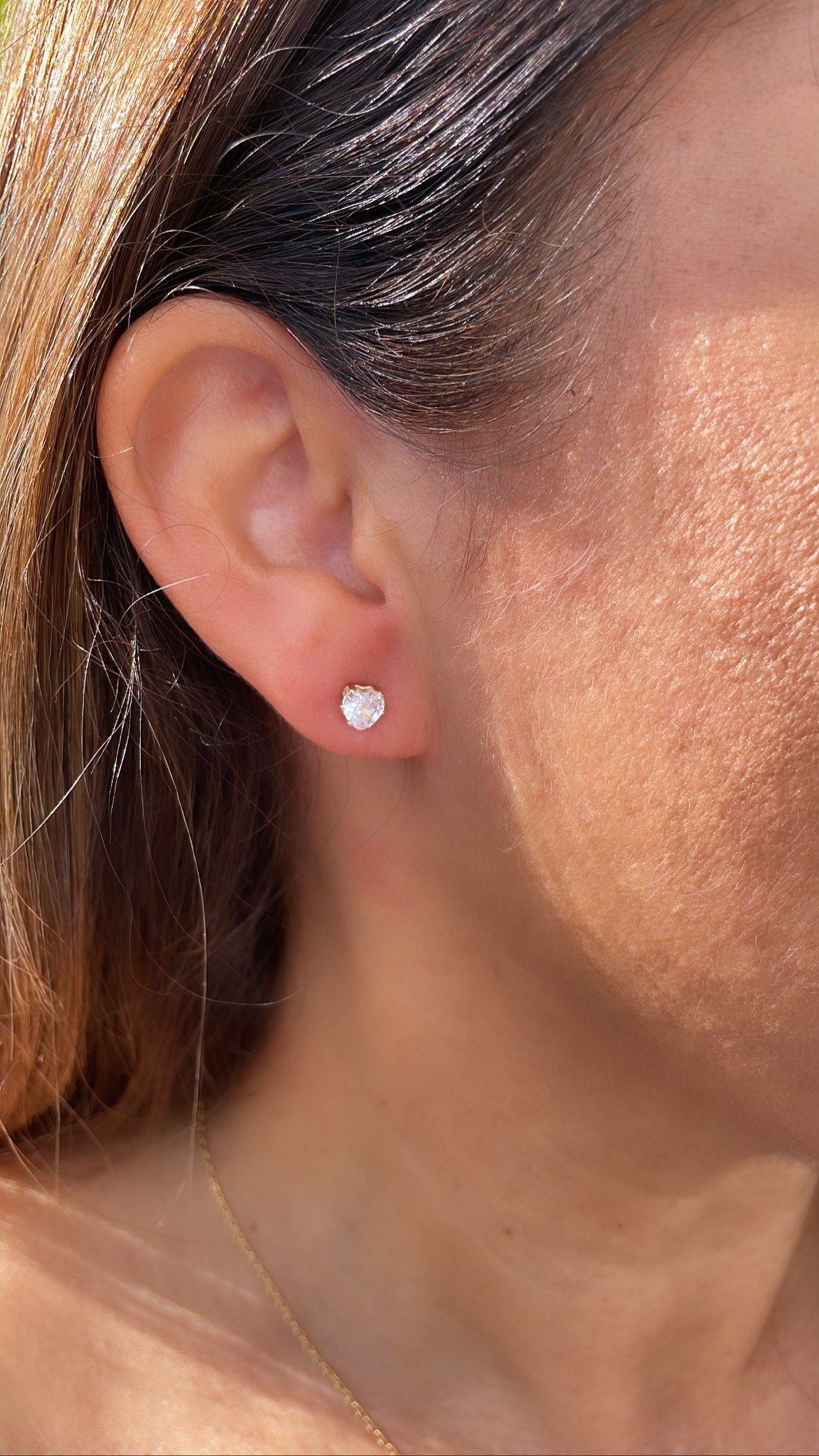 18k Gold Filled Baby Heart Stud Earring