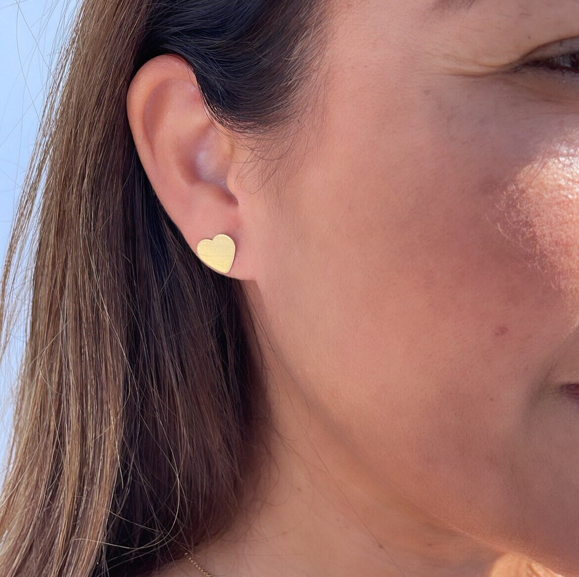 Smooth Plain Heart Stud Earring