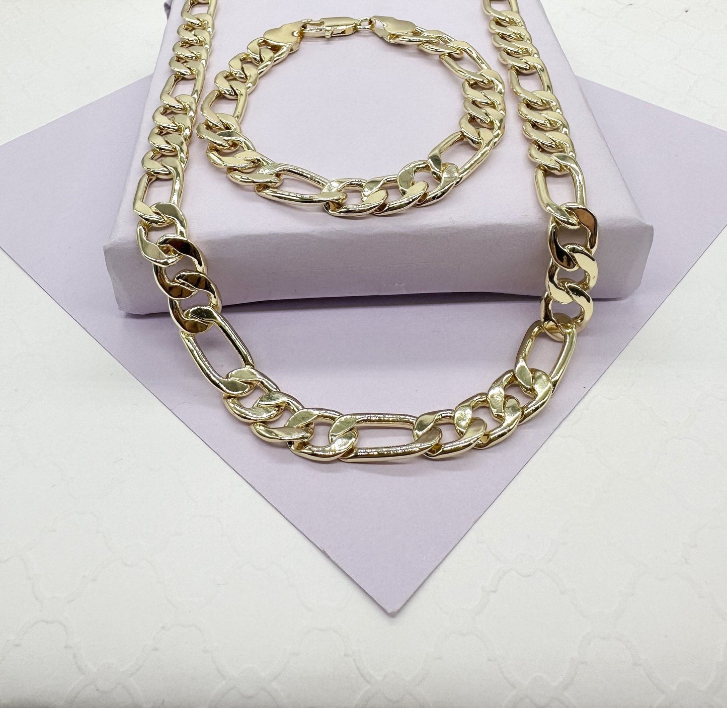 18k Gold Filled 9mm Thick Figaro Chain & Bracelet sold separately