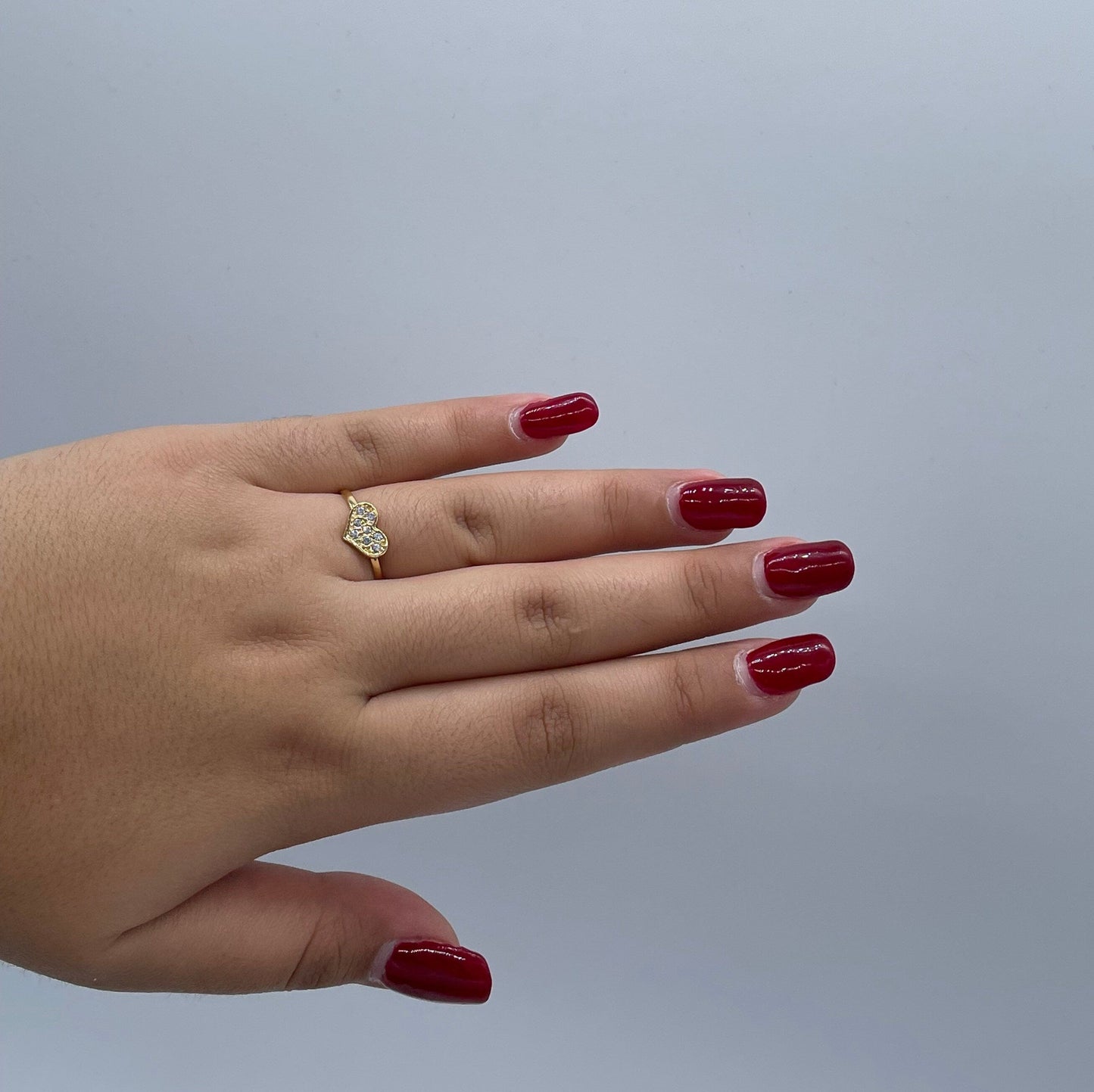 18k Gold Filled Mini Heart Ring Featuring Cubic Zirconia on Top Dainty Gold Ring