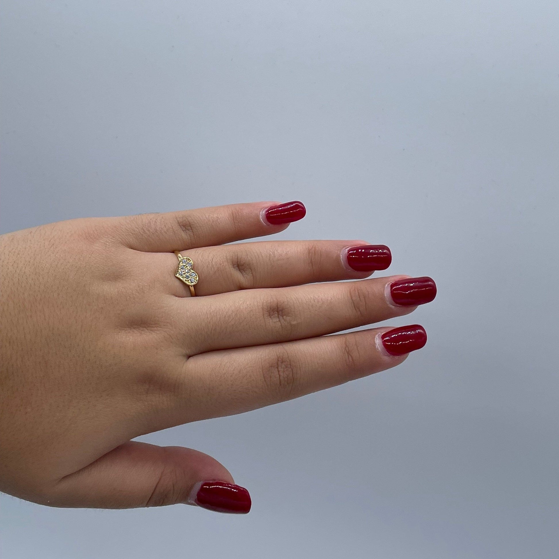 18k Gold Filled Mini Heart Ring Featuring Cubic Zirconia on Top Dainty Gold Ring