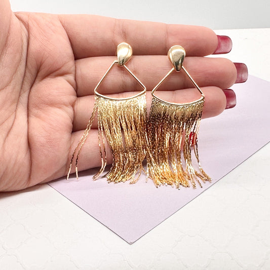 18k Gold Filled Triangle Shaped Chandelier Earrings