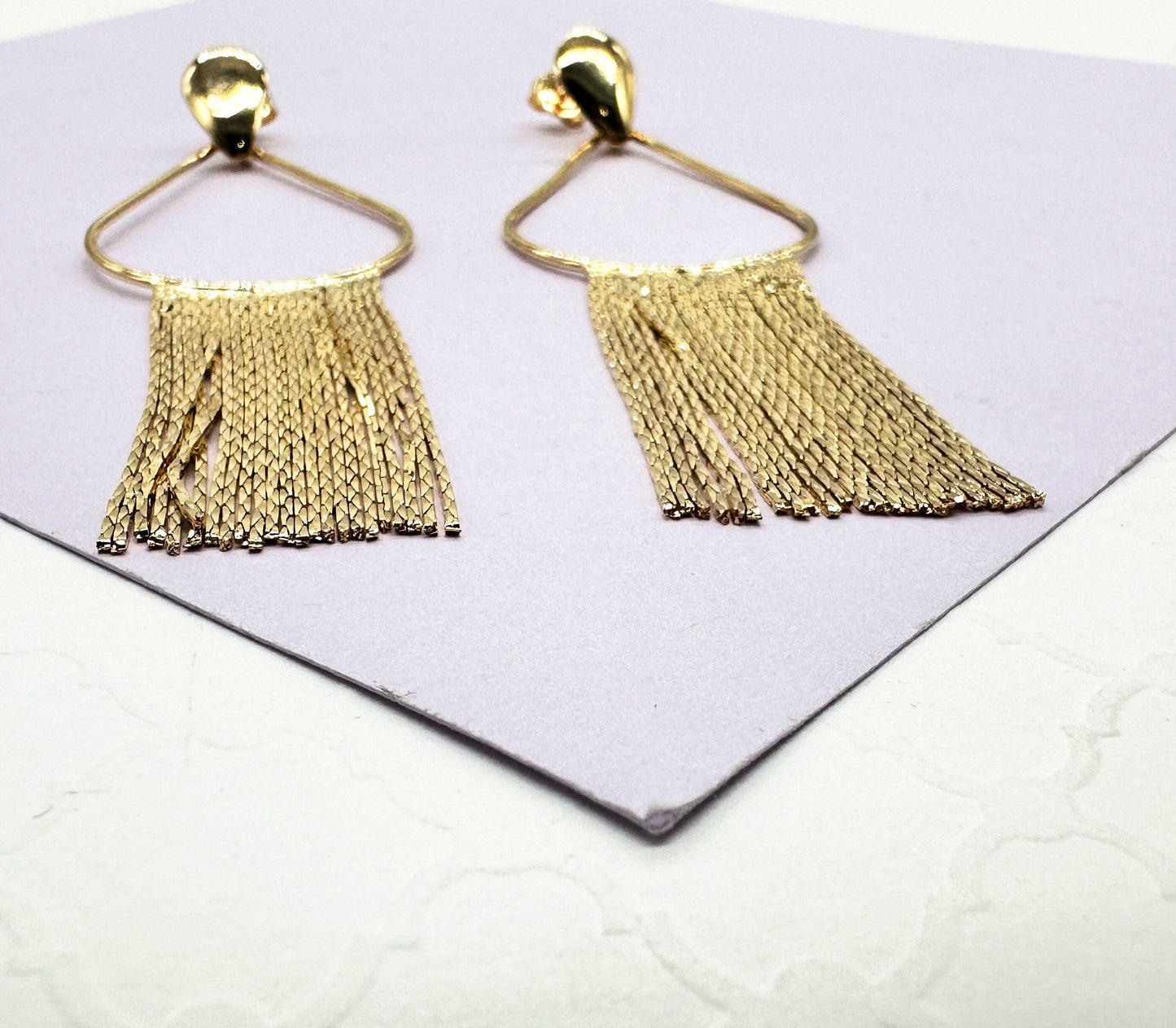 18k Gold Filled Oval Tear Drop Shaped Chandelier Earring