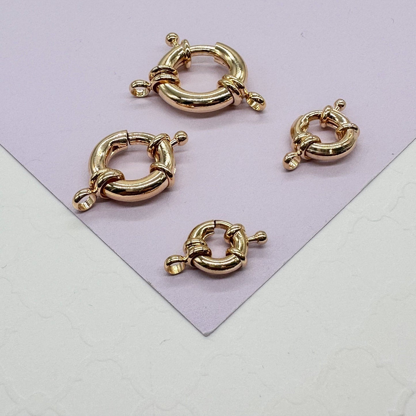 18k Gold Filled Large Spring Ring Clasp Creative Design Styling Supplies Components & Parts