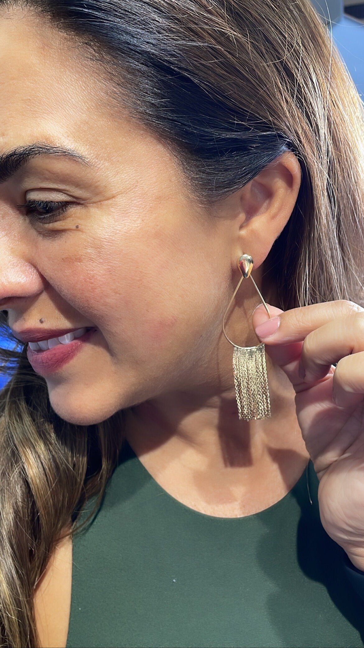 18k Gold Filled Oval Tear Drop Shaped Chandelier Earring