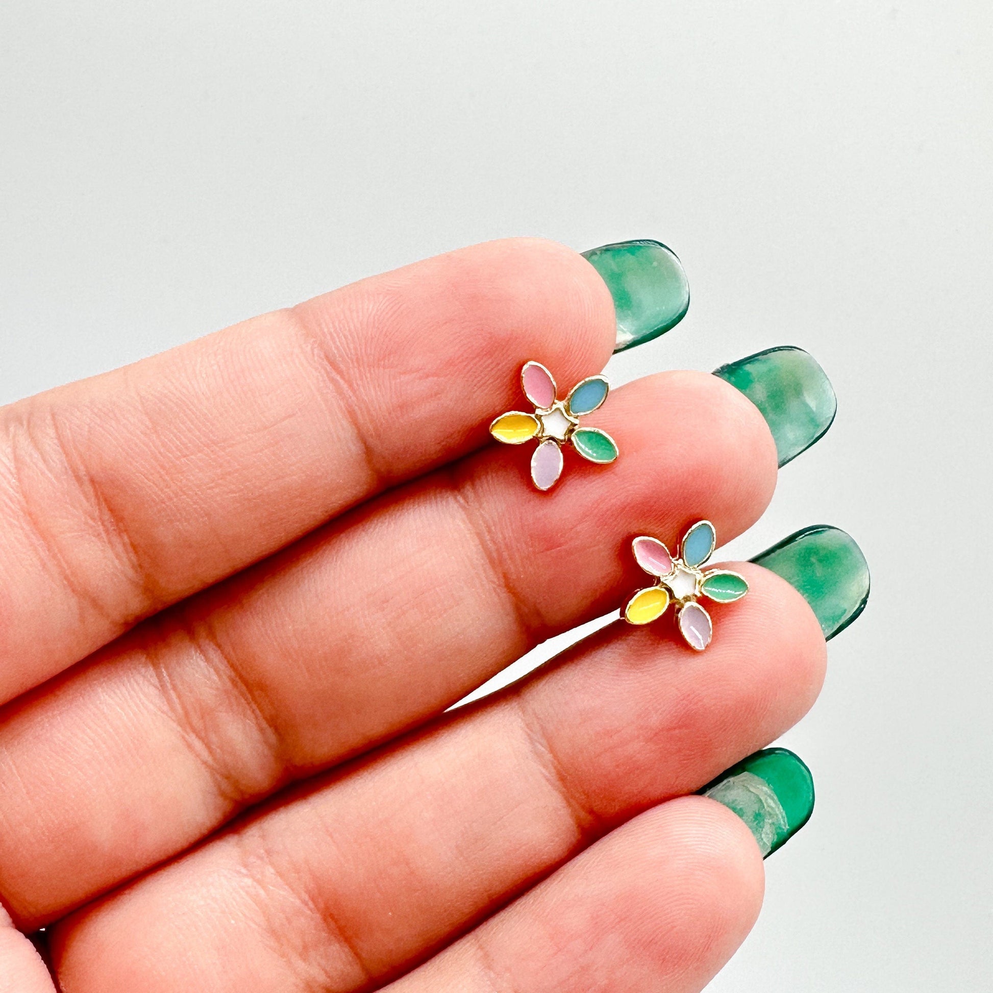 18k Gold Filled Colorful Flower Stud Earring