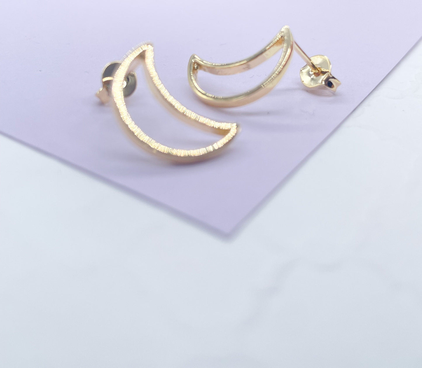 18k Gold Filled See Through Moon Shaped Studs