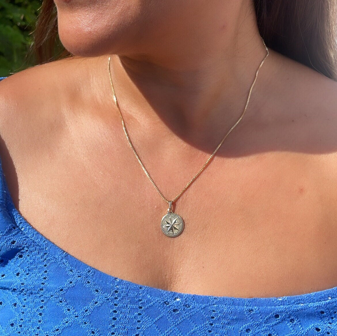 18k Gold Filled Northern Star Medal Pendant