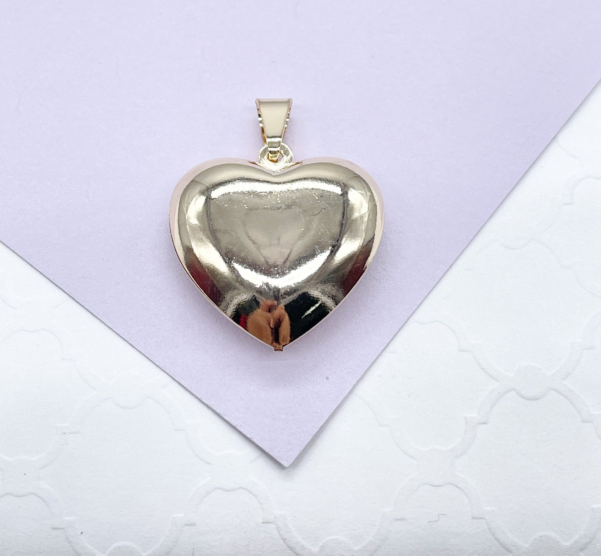 18k Gold Filled Classic Puffy Plain Heart Pendant, Gift Her Loved Ones