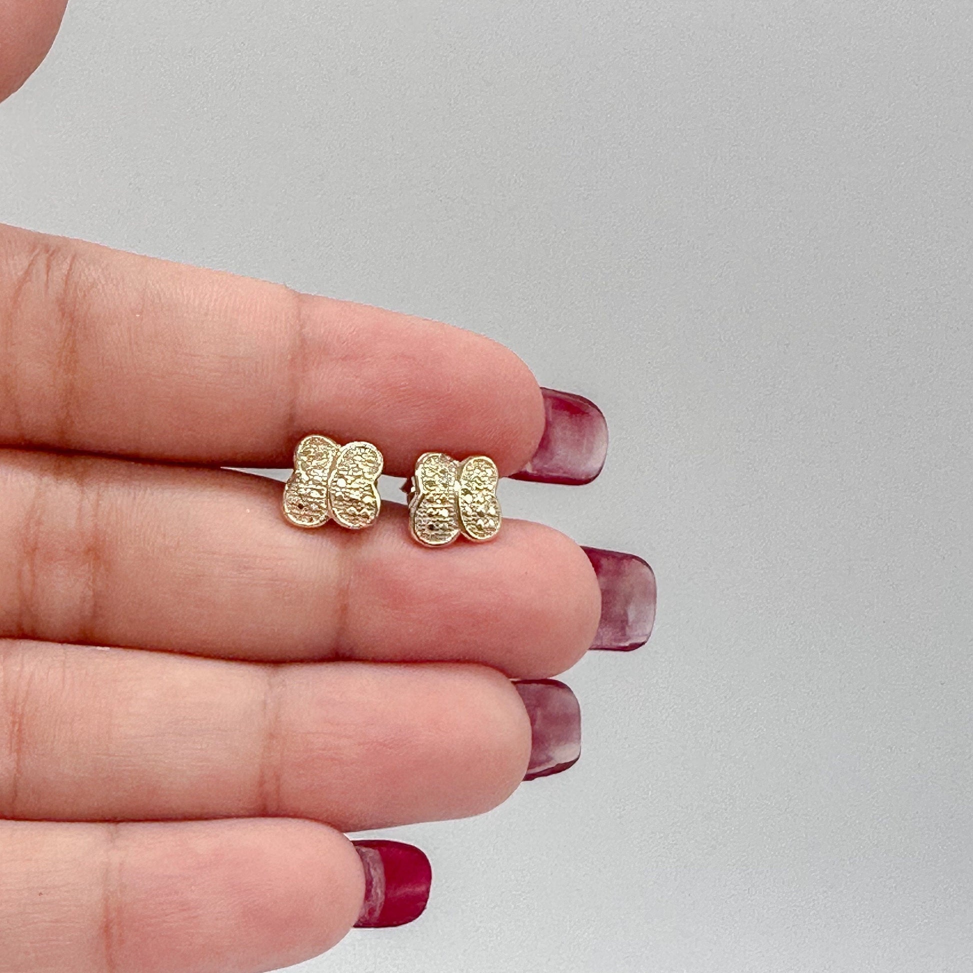 18k Gold Filled Puffy Butterfly Stud Earrings