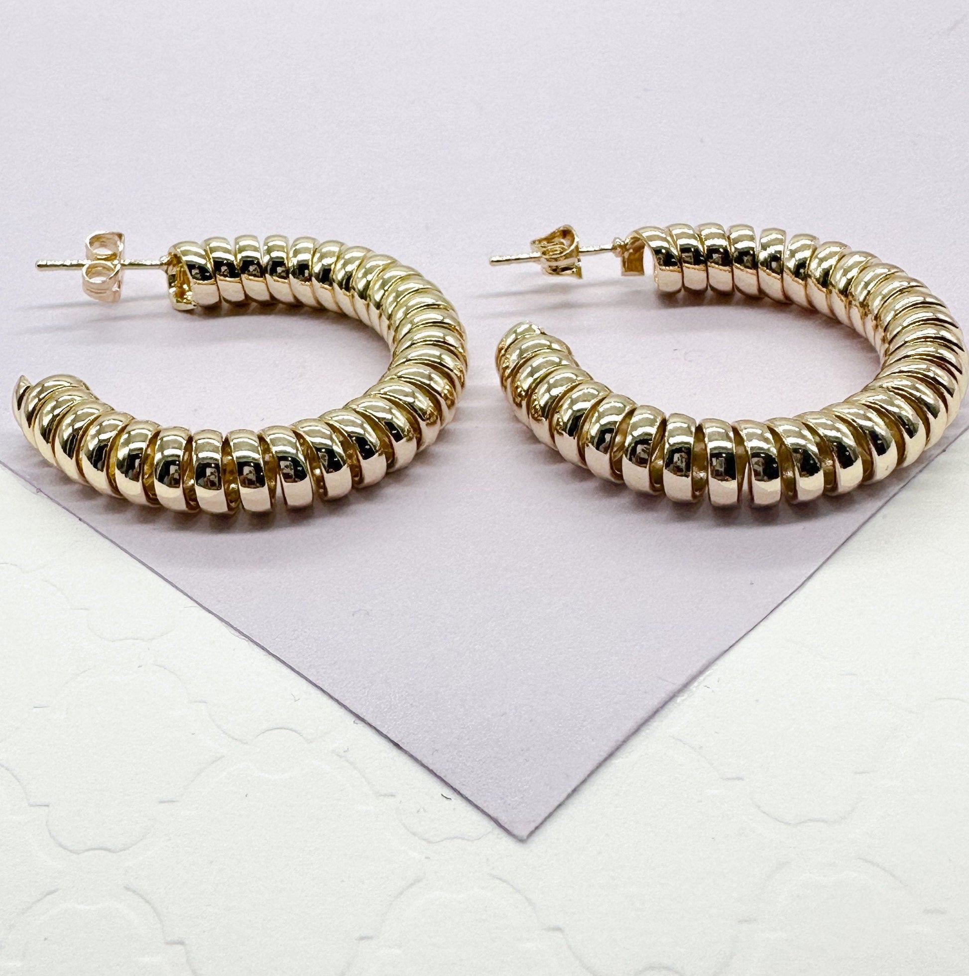 18k Gold Filled Open Coil Twisted Hoop Earrings