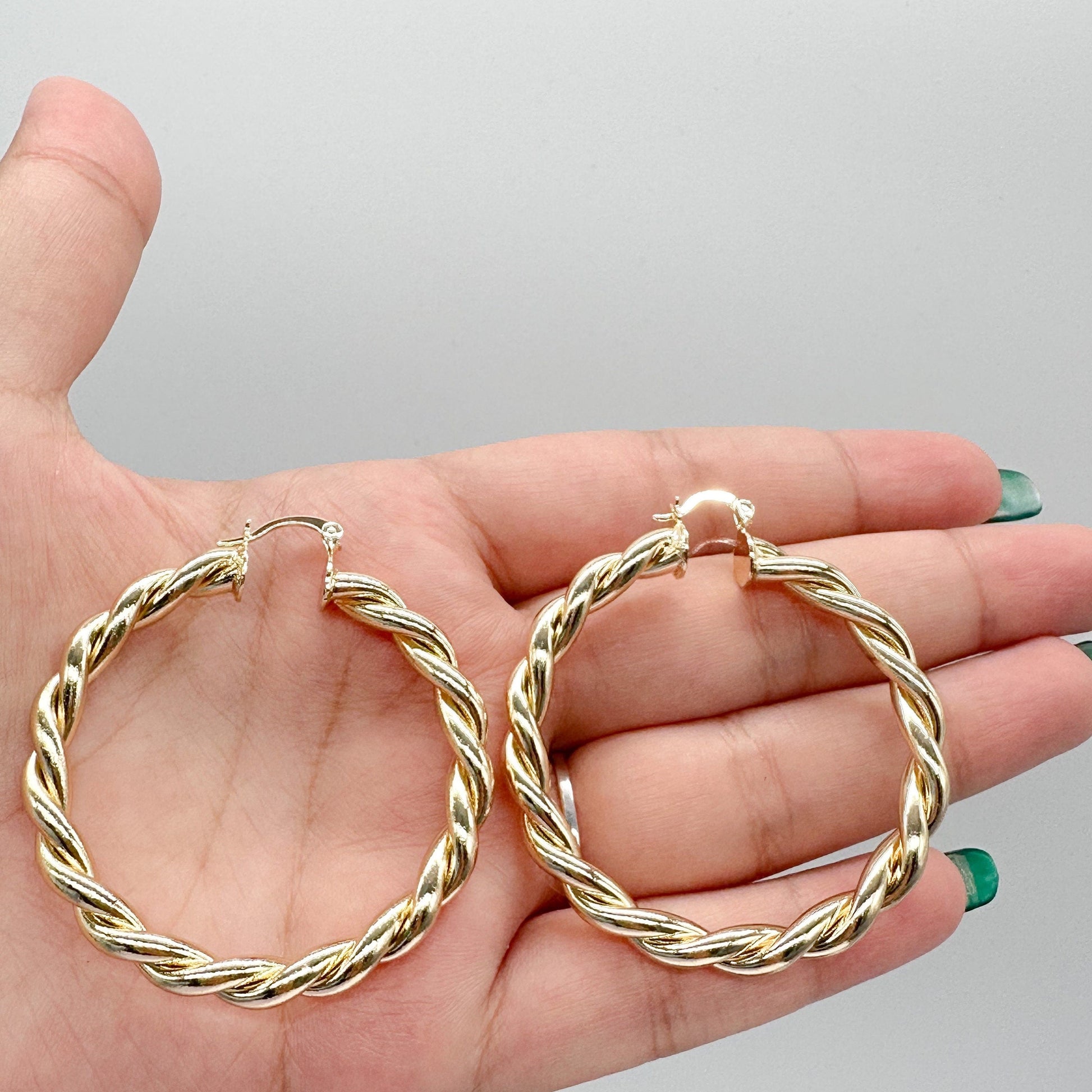 18k Gold Filled Dial Twisted Hoop Earrings