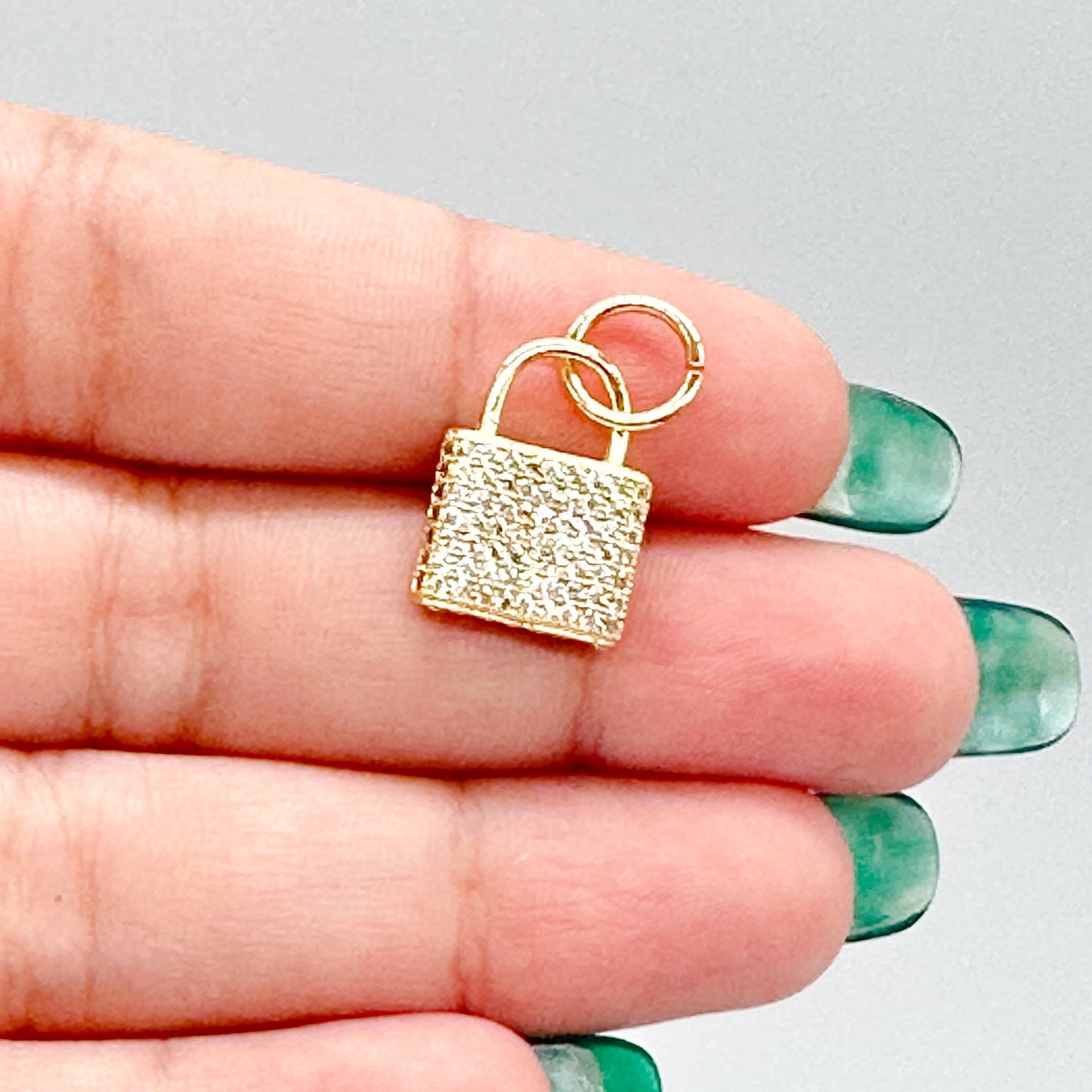 18k Gold Filled Chunky Pavé Lock Pendant