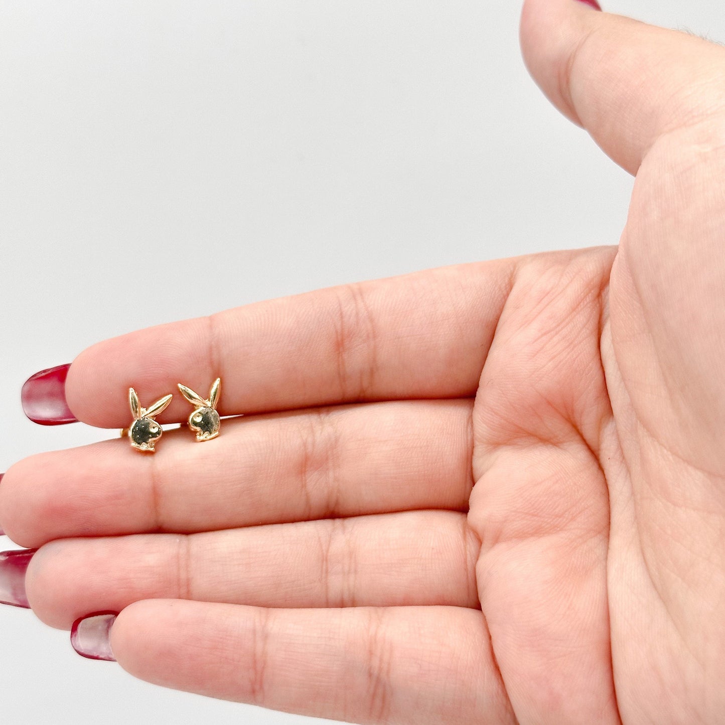 18k Gold Filled Plain Bunny Logo Stud Earring
