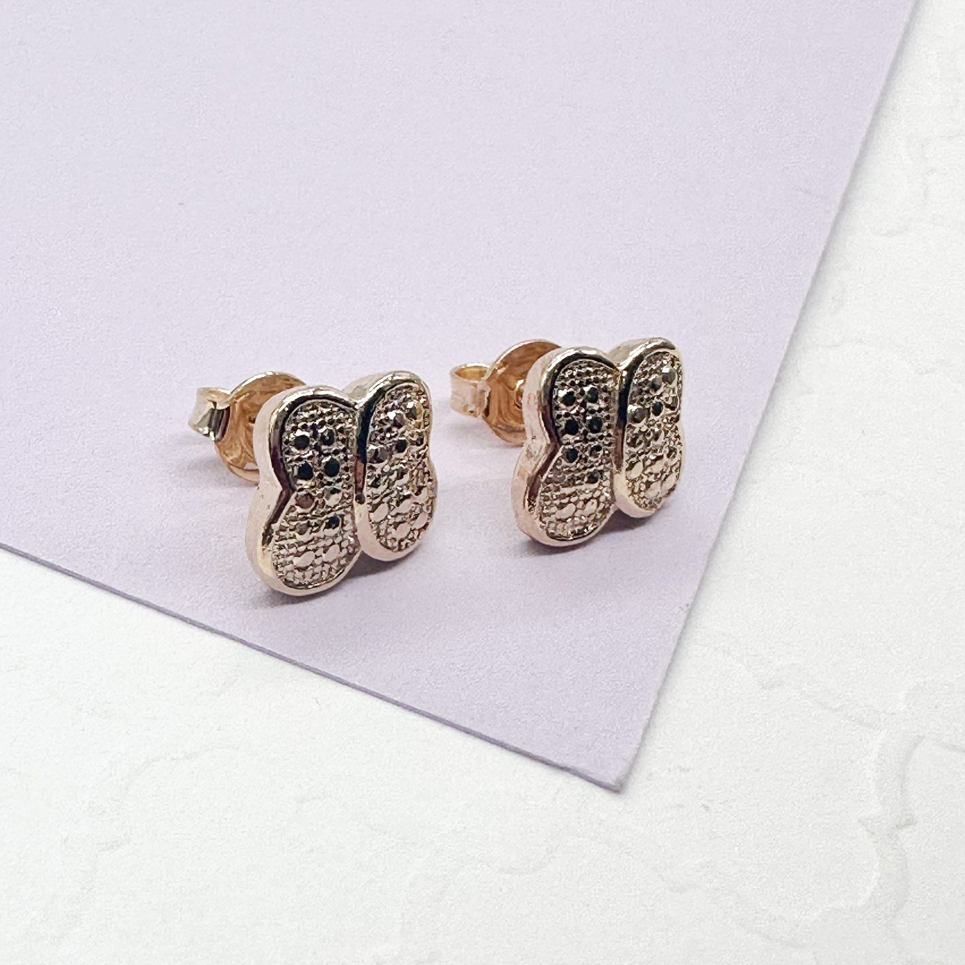 18k Gold Filled Puffy Butterfly Stud Earrings