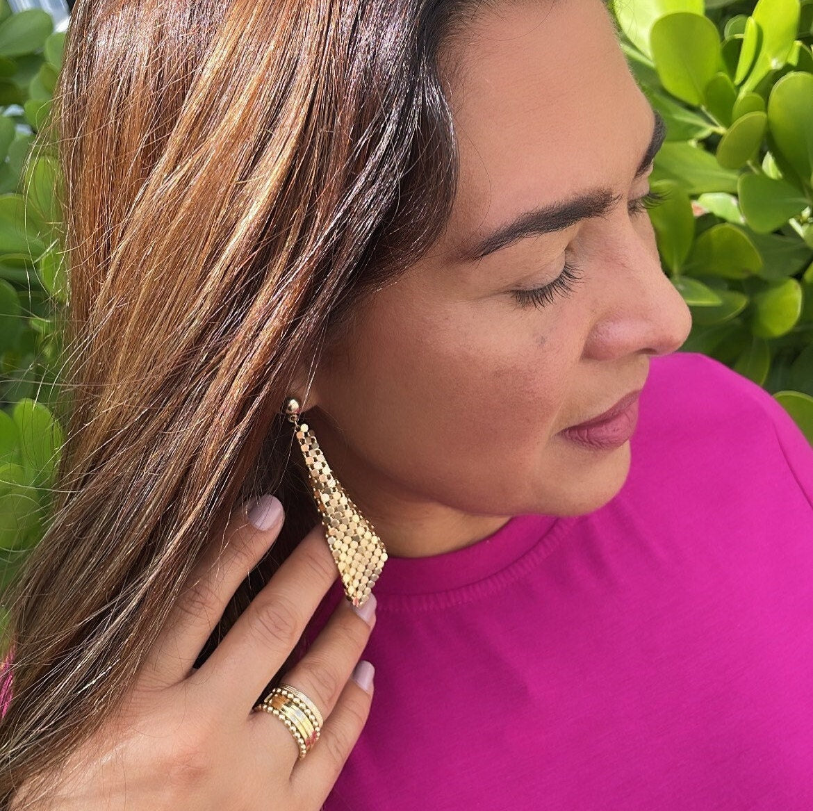 18k Gold Filled Long Chandelier Earrings, Beaded Dangling Earrings