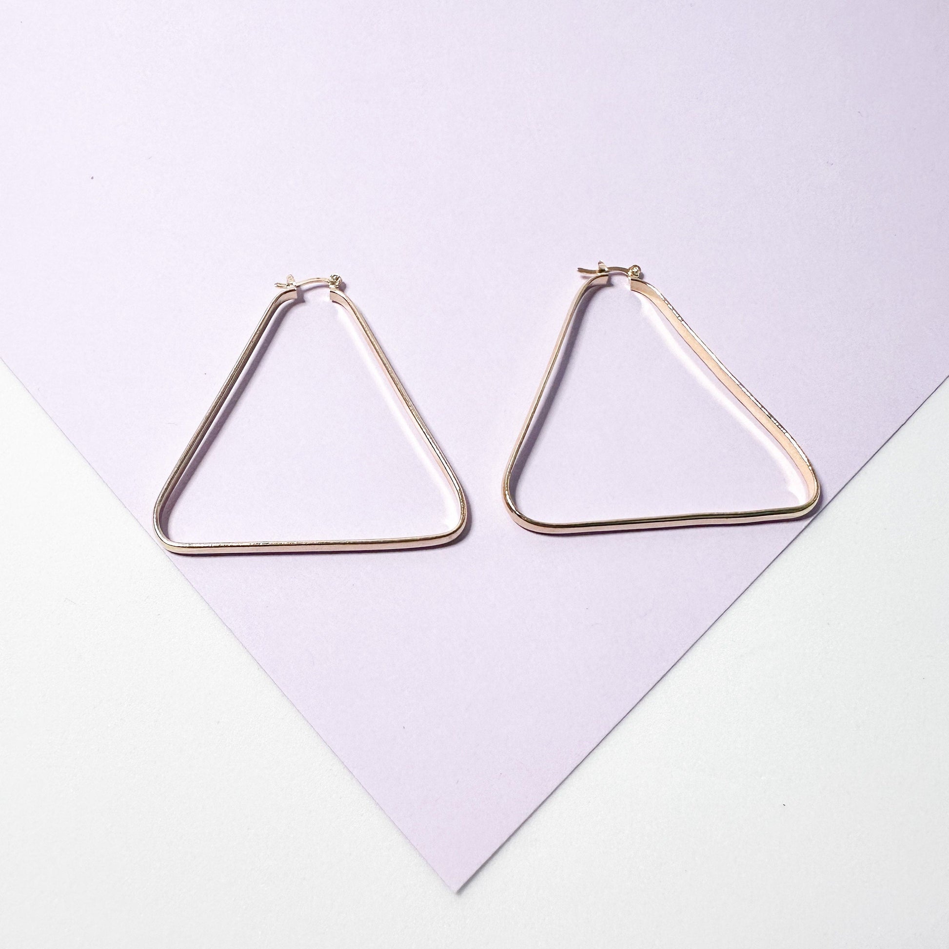 18k Gold Filled Smooth Triangle Hoop Earrings