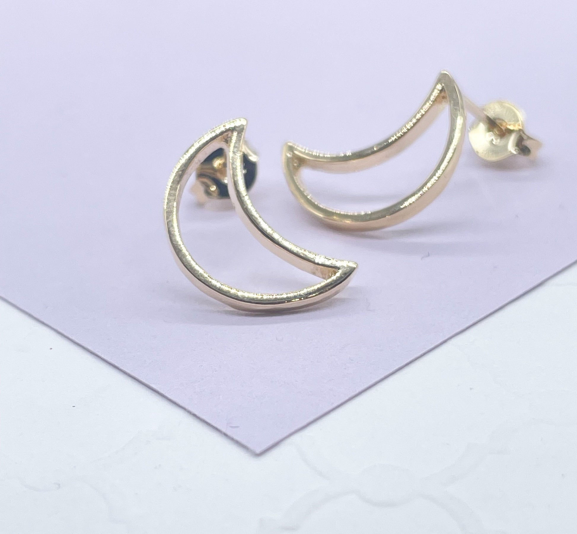 18k Gold Filled See Through Moon Shaped Studs