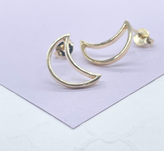 18k Gold Filled See Through Moon Shaped Studs