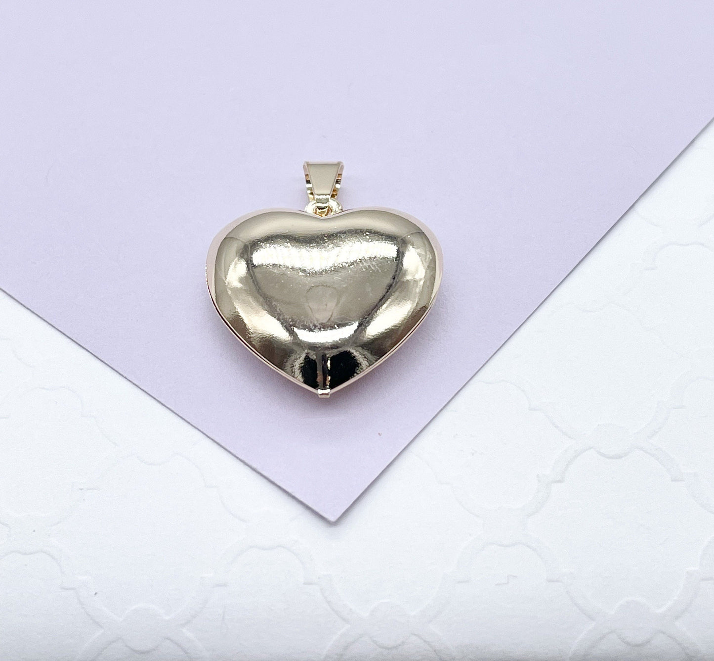 18k Gold Filled Classic Puffy Plain Heart Pendant, Gift Her Loved Ones