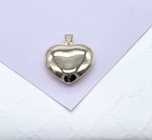 18k Gold Filled Classic Puffy Plain Heart Pendant, Gift Her Loved Ones