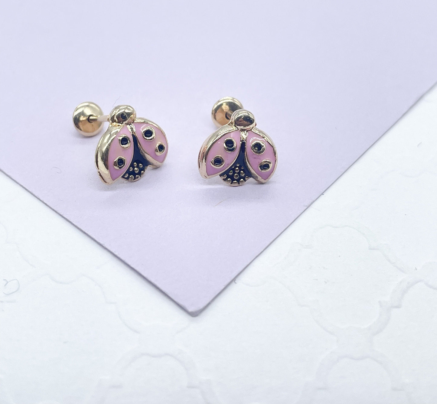 18k Gold Filled Lady Bug Stud Earring