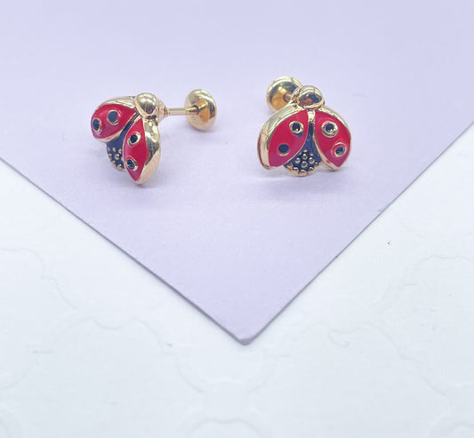18k Gold Filled Lady Bug Stud Earring