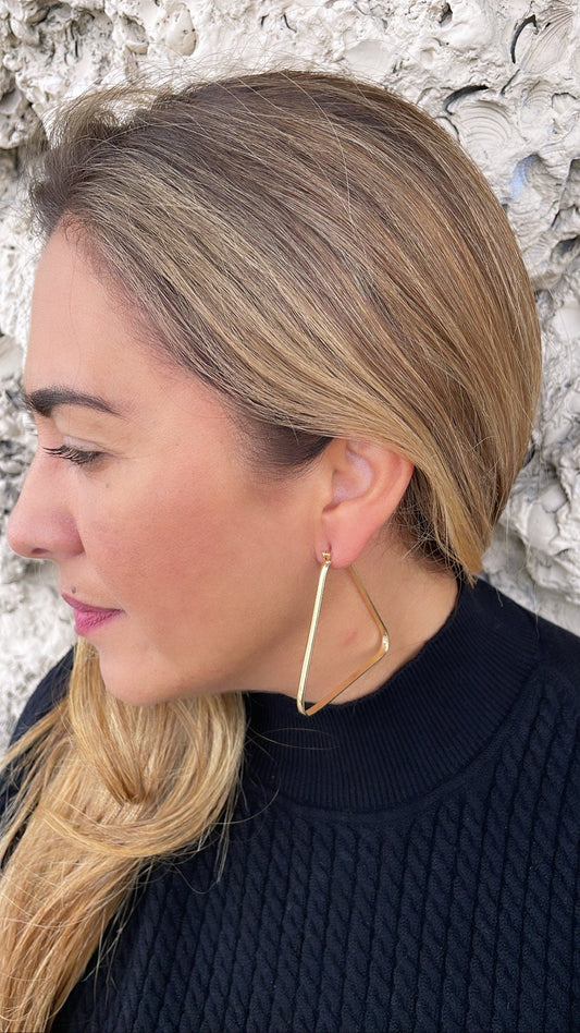 18k Gold Filled Smooth Triangle Hoop Earrings