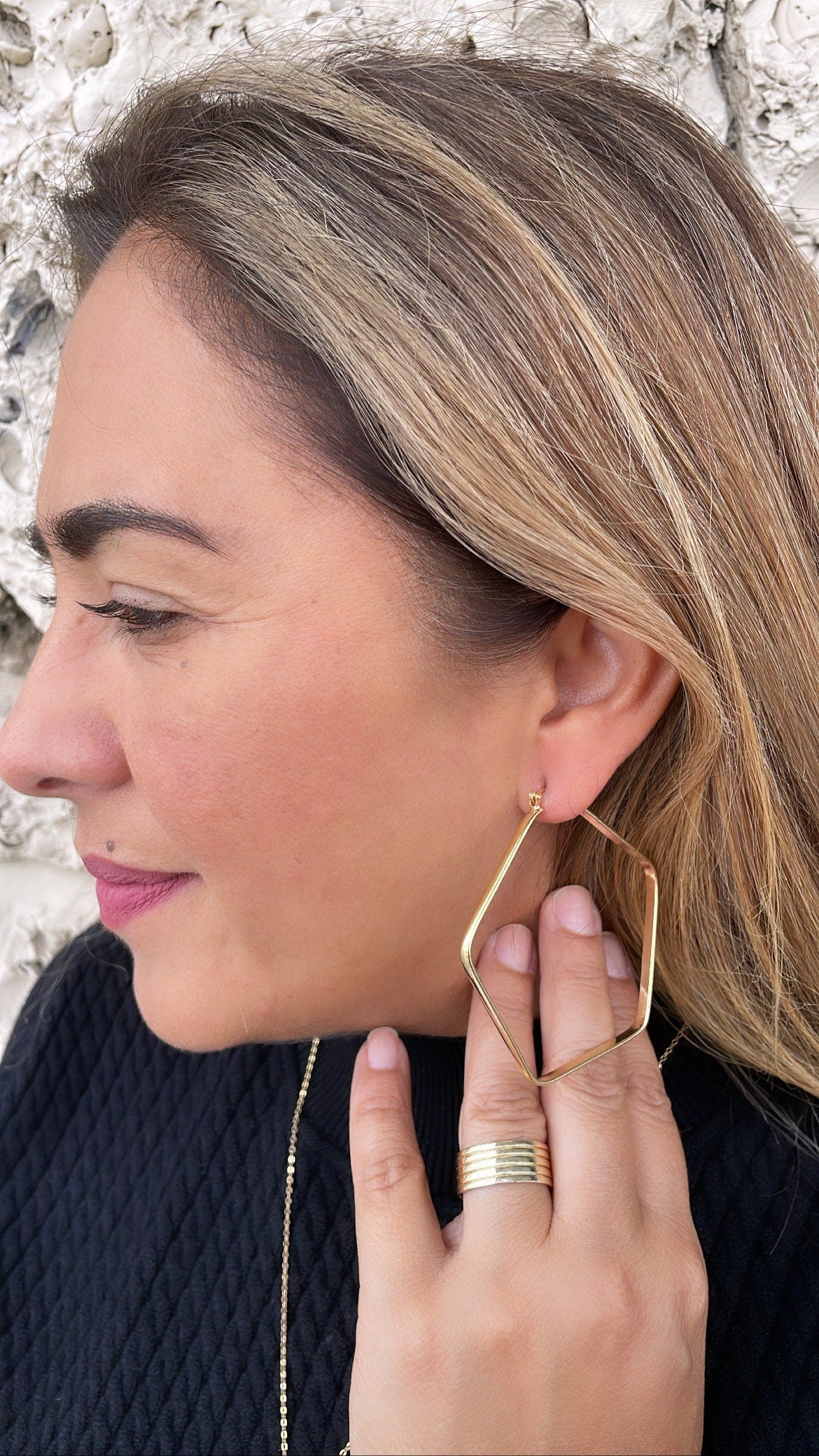 18k Gold Filled Light Pentagon Hoop Earrings