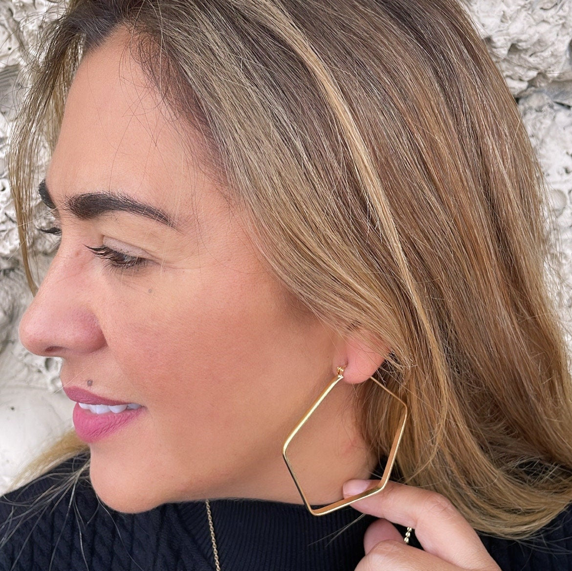 18k Gold Filled Light Pentagon Hoop Earrings