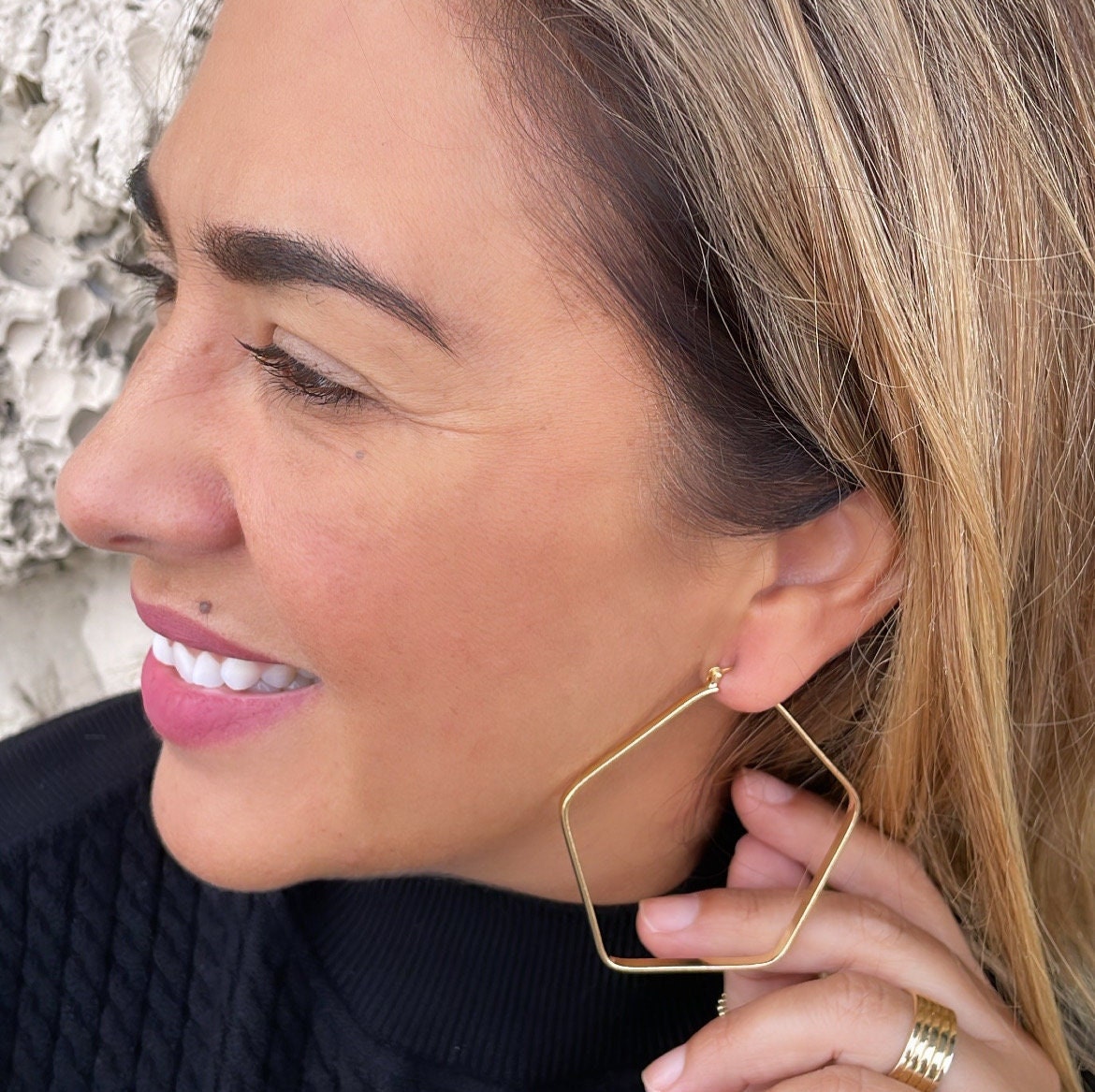 18k Gold Filled Light Pentagon Hoop Earrings