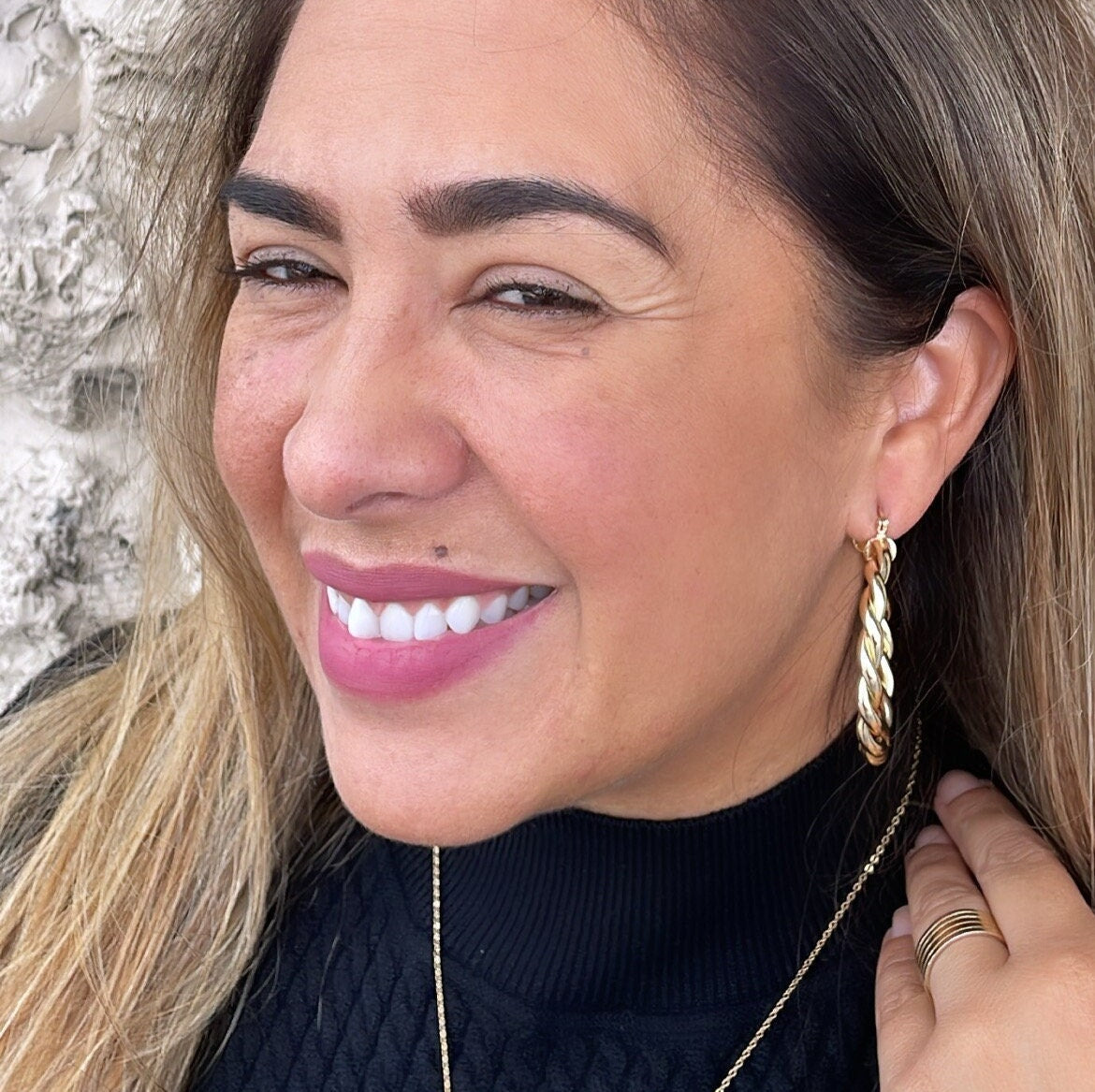 18k Gold Filled Dial Twisted Hoop Earrings