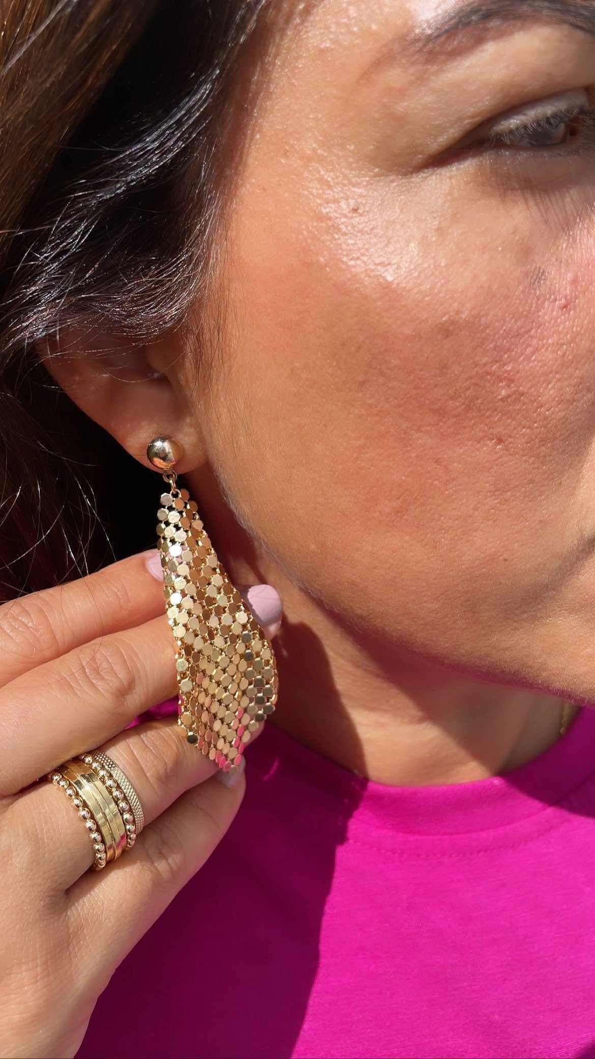 18k Gold Filled Long Chandelier Earrings, Beaded Dangling Earrings