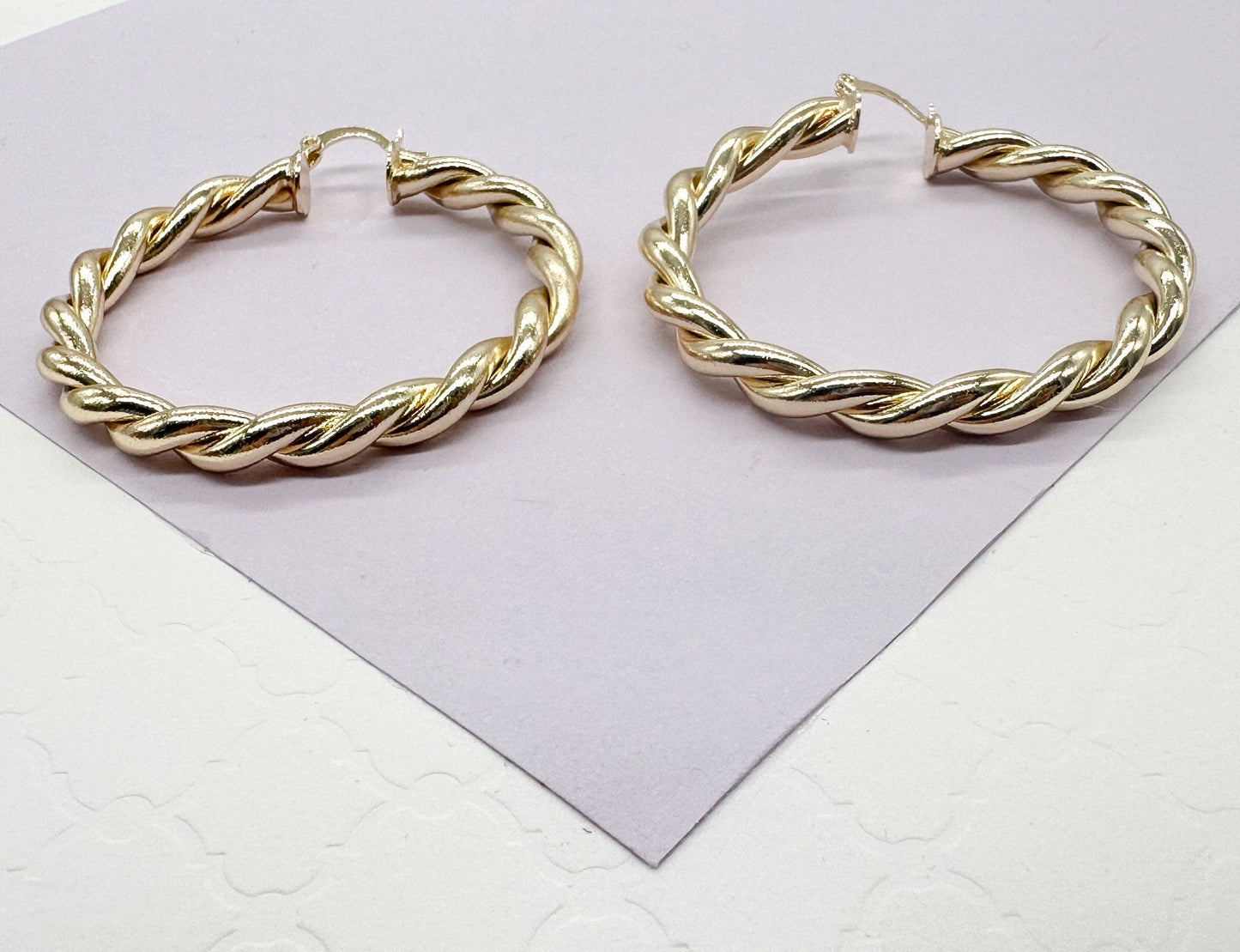 18k Gold Filled Dial Twisted Hoop Earrings