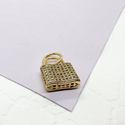 18k Gold Filled Chunky Pavé Lock Pendant