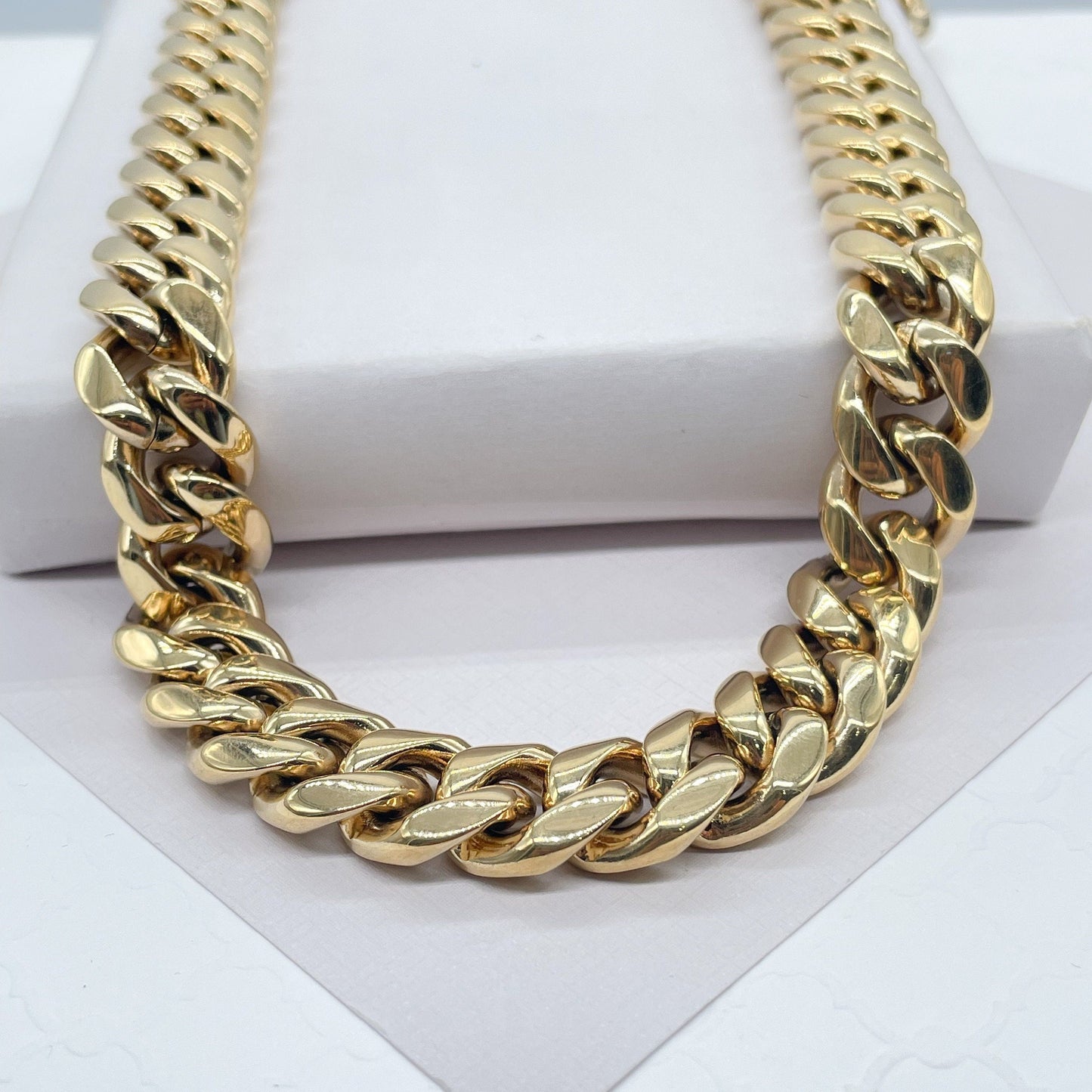 14k Gold Filled Miami Cuban Link Chain Necklace, 14mm Thick
