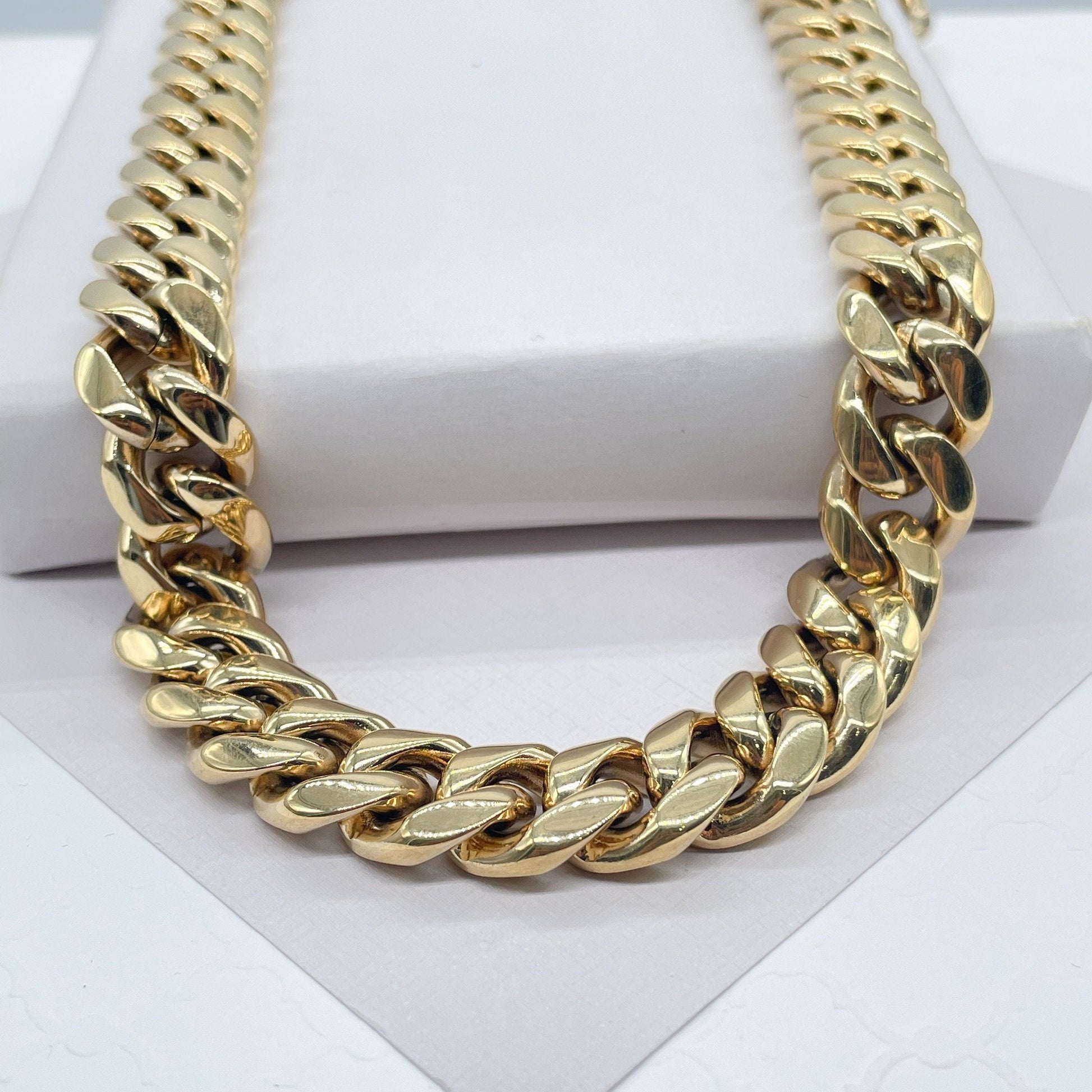 14k Gold Filled Miami Cuban Link Chain Necklace, 14mm Thick