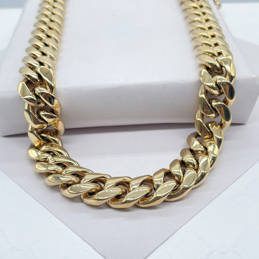14k Gold Filled Miami Cuban Link Chain Necklace, 14mm Thick